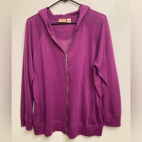 💙 North Crest Women’s Mesh Zip Up Hoodie, Lightweight, Purple - Size Large - Picture 4 of 5